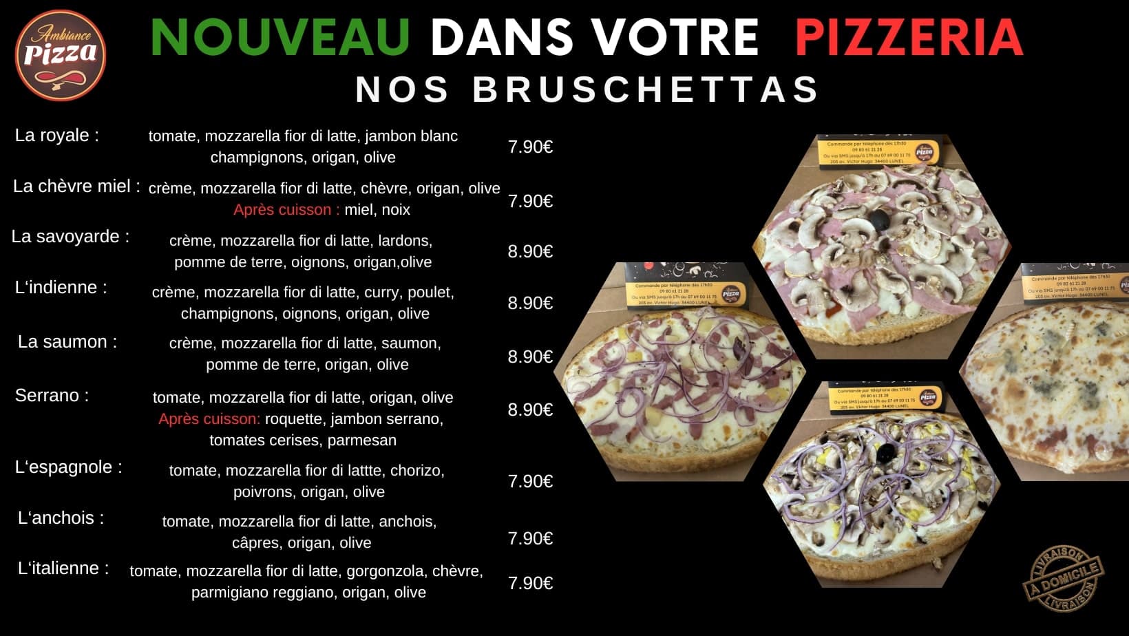 Ambiance Pizza Menu 3
