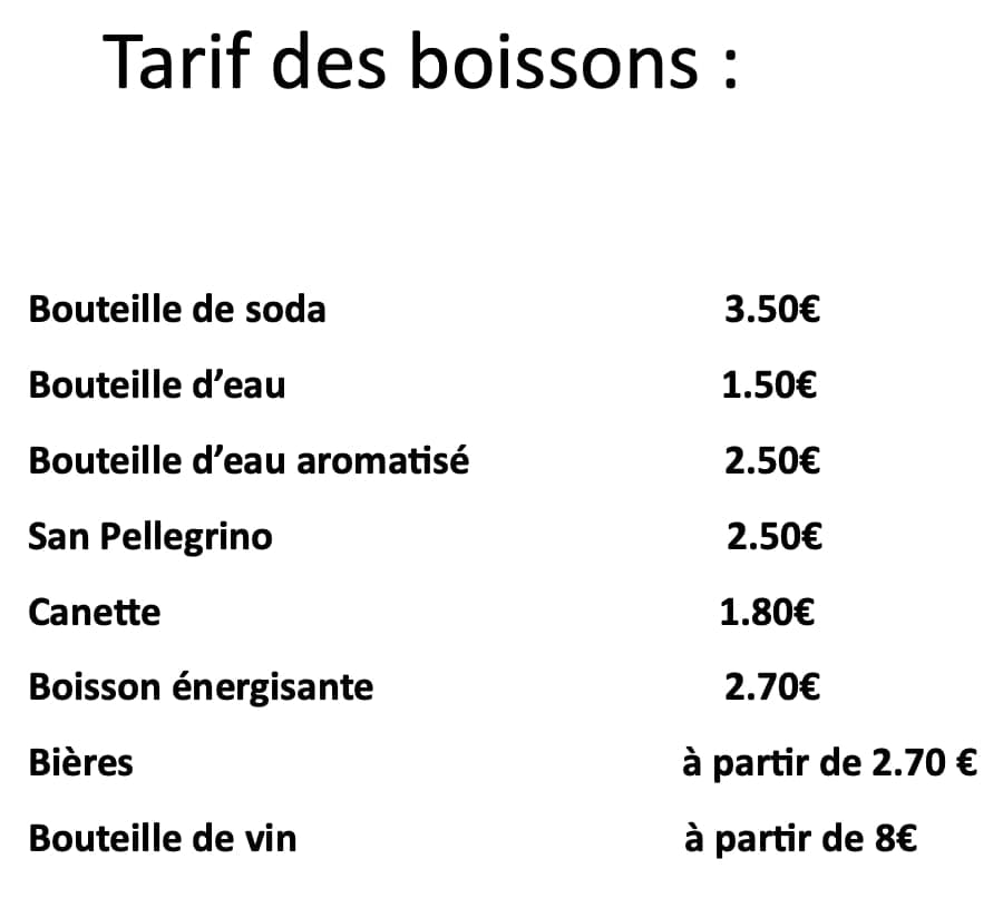 Ambiance Pizza Menu Boissons